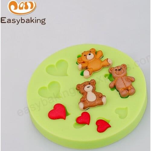 Love Heart Teddy Bear Silicone Molds Fondant Cake Decorating Tools Kitchen Accessories