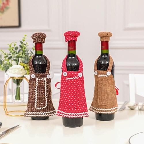 Christmas Decorations for Home Santa Claus Wine Bottle Apron with Hat Stocking Gift Holder Xmas Noel Navidad Decor New Year 2021
