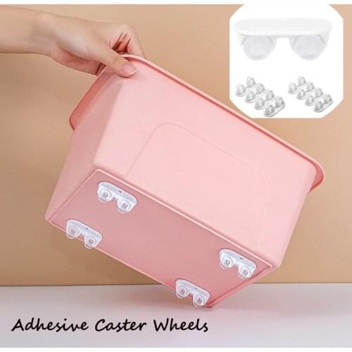 Adhesive Pulley Storage Box Casters 8pcs Trash Can Self-Adhesive Furniture Caster Wheel Home Silent No Scratches Box Wheels