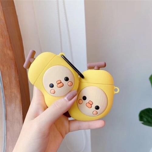 Cute Banana Silicone Protection Headphone Case for airpods Bluetooth Earphone for Airpods 2 Protective soft Charging cover shell