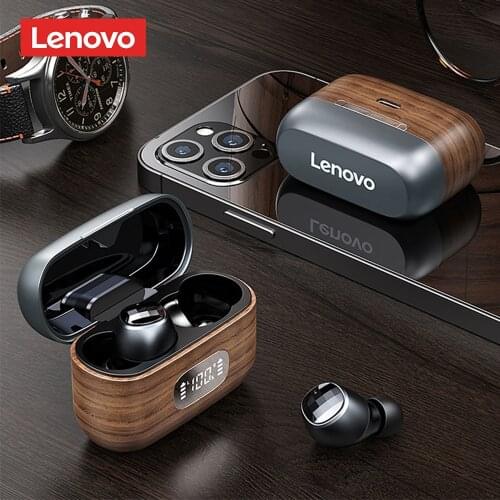 Lenovo LP8 Wooden TWS Bluetooth Earphone LED Display Switchable Dual Mode Gaming Wireless Earbuds Headphone with Micdphone