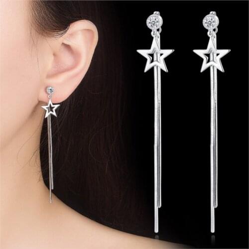 Twisted tassel Pentagram hollow earringzircon ear wire femal top quality giftloverwomen Korean version dropshipping