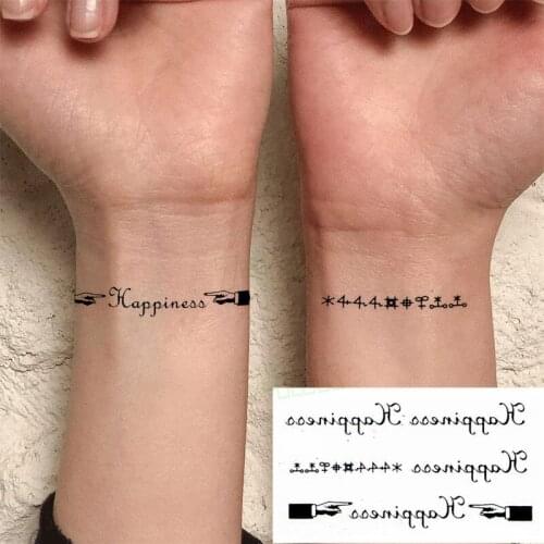 Temporary Tatoo Sticker English letter digital On the chest wristband Water Transfer fake tattoo for men women kids