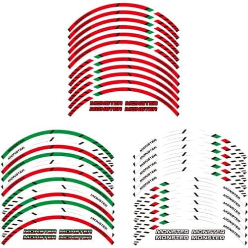 High quality 12 X Thick Edge Outer Rim Sticker Stripe Wheel Decals FIT all DUCATI MONSTER 695 696 796 1100 1100S 797 821 795