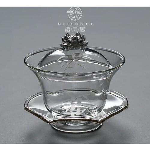 Handmade Japanese heat-resistant glass Chinese gaiwan cover bowl cup tea bowl kungfu utensils tea maker teaware tureen