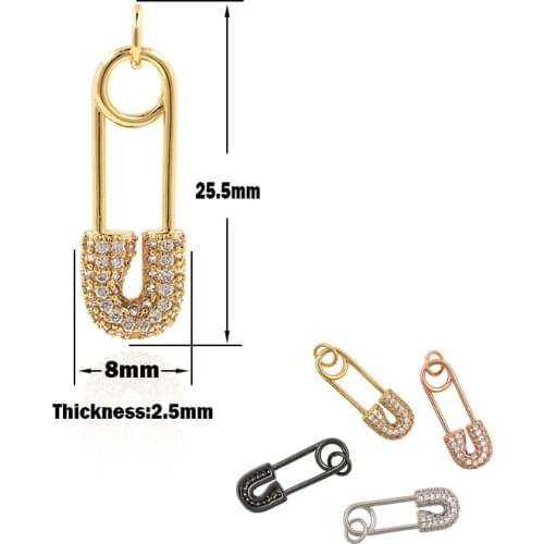 Safety Pin Pendant-Brass Nickel-Free Jewelry-Bracelet Necklace Earring Findings