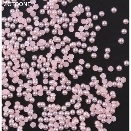ZOTOONE 1000pcs Light Pink Pearls Half Round Beads for DIY Craft Scrapbook Decoration Flat Back Rhinestones on Clothes Applique