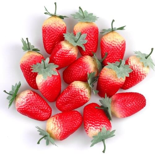 10 Pcs Artificial Strawberries Fruits Realistic Plastic Strawberry For Photography Prop Basket Display Kitchen Decoration