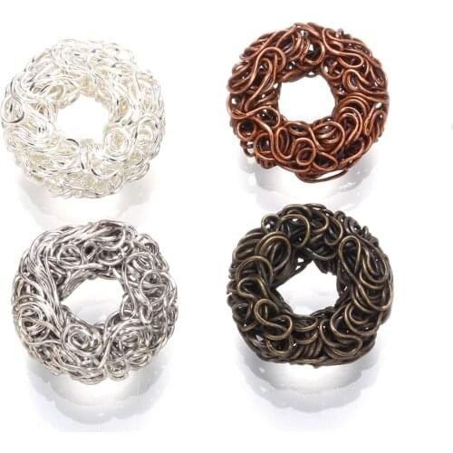 10pcs brass wire wrapping charms round Doughnut designer bracelet findings jewelry findings silver bronze accessories