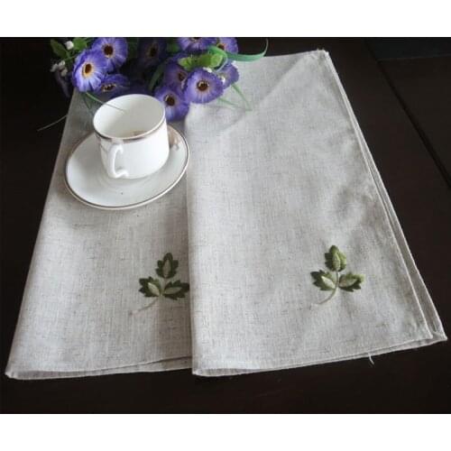 10 pcs Napkin Cloth Linen Leaves Tablecloth Embroidery Handkerchief 40x40cm Restaurant Home Use European Style