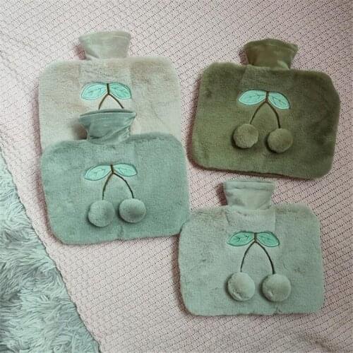 1250ML Plush Hot Water Bottle Warm Cute Double Pocket Hand Warmers Girls Student Pocket Warmer Rubber Hot Water Bag Home Winter