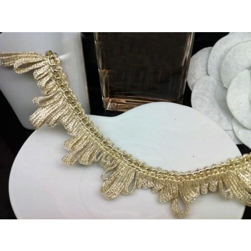 2meters Gold Silver Beaded Chain Lace Trims Ribbon Vintage Paillette Necklace Dentelle Applique Sewing Accessories