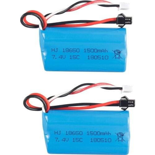 2PCS 7.4V 1500mAh lipo Battery SM Plug for YDI U12A Syma S033g Q1 TK H101 18650 7.4V Battery Rc Toys Boats Cars Tanks Drone Part
