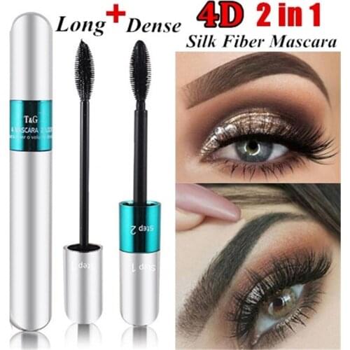 2 In 1 Double Head Mascara 4D Black Eyelash Brush Natural Waterproof Long Eye Makeup Set Female Eyelashes Makeup Beauty Tool