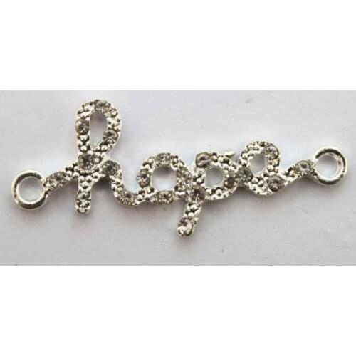 20PCS Clear Pave Rhinestone Hope Word Link Pendants #22900