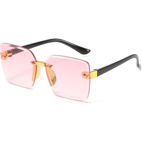 2020 New Stylish Rimless Children Cat Eye Sunglasses Fashion Kid Square Pink Gradient Sun Glasses Boy Girl Goggle UV400 Eyewear