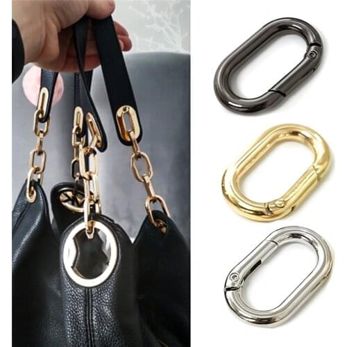 5PC Zinc Alloy Handbag Buckle Plated Gate Spring Oval Ring Buckles Clips Carabiner Purses Snap Hooks Carabiners Bag Accessories