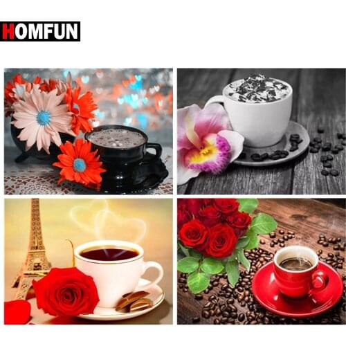 HOMFUN Full Square/Round Drill 5D DIY Diamond Painting "Coffee landscape" Embroidery Cross Stitch 5D Home Decor Gift