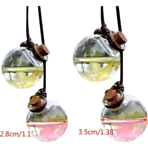 N0HF Car Hanging Perfume Pendant Fragrance Air Freshener Empty Glass Bottle for essential Oils Diffuser Automobiles Ornament
