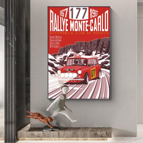 RALLYE MONTE-CARD Car Poster On Canvas Painting Print Nordic Wall Art Picture For Living Noom Home Decoration Frameless