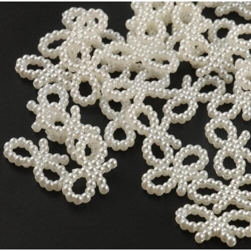 White Bow-knot Shape Acrylic Beads Flat Backs For Jewelry Making DIY Embellishments Card Making Wedding Crafts Wholesale 19*10mm