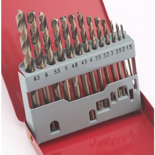 Free shipping 13pcs/set High Quality Twist Drill Bit HSS Titanium Coated Drill Bit Set Woodworking Metal Plastic Tools 1.5-6.5mm