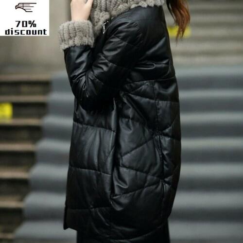 Genuine Sheepskin Coat Winter Jacket Women Mink Fur Collar Down Jackets for Women Real Leather Jacket Chaqueta Mujer MY