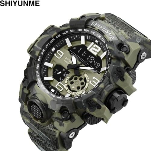 SHIYUNME Digital Watch Men Luxury Brand Camouflage Strap Military Watches Sports Quartz Clock Male Relogio Masculino