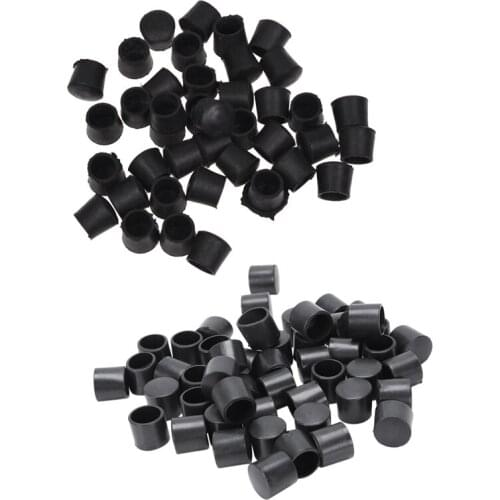 40 Pcs Black Rubber Chair Table Feet Pipe Tube Tubing End Caps 14Mm & 50 Pcs Black Rubber PVC Flexible Round End Cap Round 12Mm