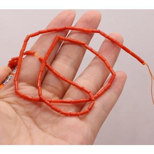2021 New AAA Coral Beaded Red Cylindrical Loose Beads for Jewelry Making Necklace DIY Bracelet Accessories Wholesale 2x4mm 36cm