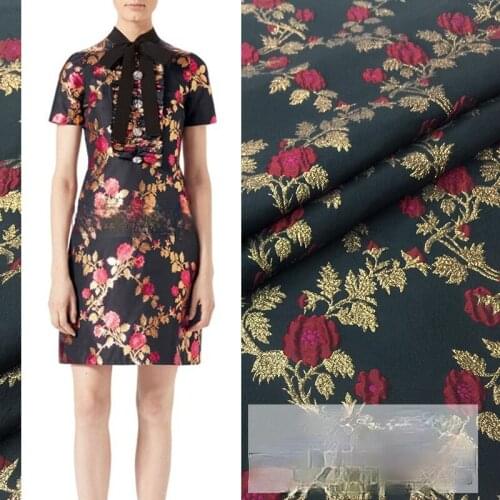 Designer jacquard fabric big brand retro hot gold woven jacquard fabric dress windbreaker dress brocade Tibetan clothing fabric
