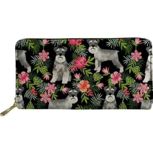 Long Women Wallets Luxury Large Coin Purse Cute Dog Print Zipper PU Leather Clutch Wallet Card Holder for Ladies Phone Money Bag