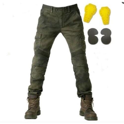 Wholesale for KOMINE Army Green black pants baggy jeans leisure Jeans running version with protection devices