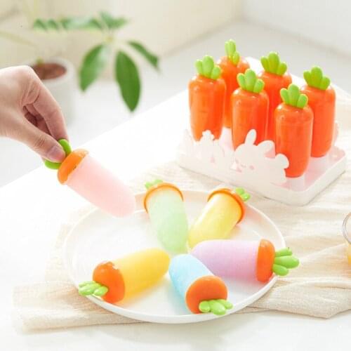 6 Sets Of Carrot Rabbit Ice Cream Molds For Cute Reusable Diy Frozen Summe Homemade Pop Baking Mould Tray