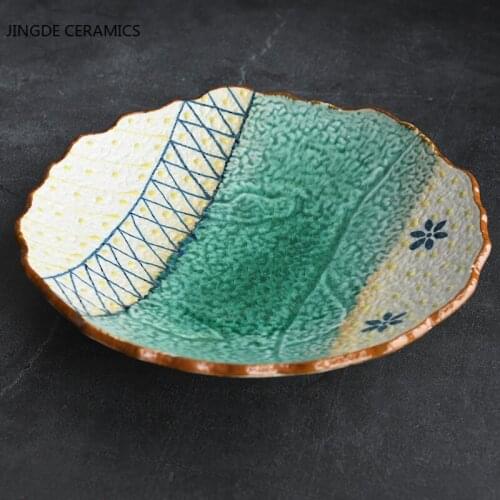 Irregular Plate Ceramic Plate Dish Household Western Food Steak Plate Dessert Sushi Cake Plate Dinner Plates Kitchen Tableware