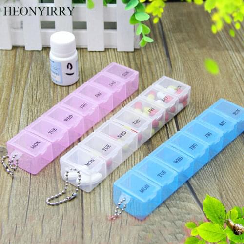 2Pcs 7 Grids 7 Days Weekly Pill Case Medicine Tablet Dispenser Organizer Pill Box Splitters Pill Storage Organizer Container