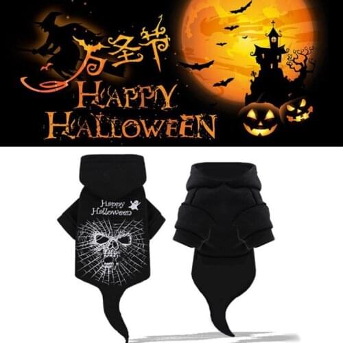 Pet Dog Black Skeleton Costume Cosplay Dress Up Costume Dog Halloween Party Cute Comfort Costume Clothing For Small Medium Dog