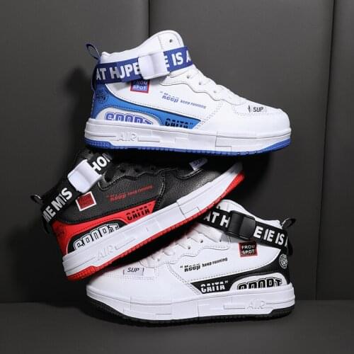 2021 New Luxury Youth Casual Boys Kids Sneakers High Top Casual Boys Shoes Black Non-Slip Shoes Teenage Boys Size 31-40