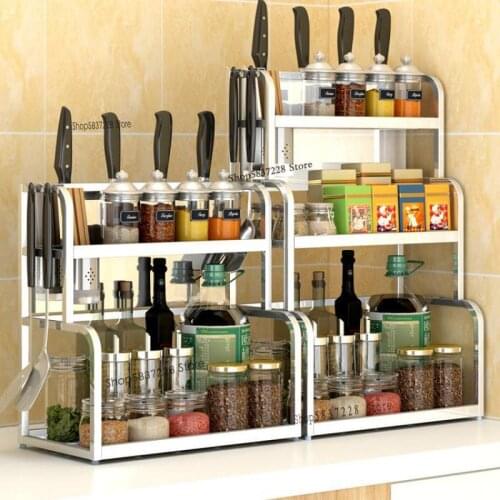 Kitchen rack seasoning rack 304 stainless steel wall-mounted knife rack condiment storage shelf home