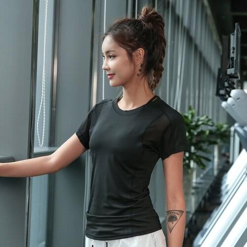 2021 Summer Yoga Shirts Sports Top Women Tight Short Sleeve Quick Dry T-Shirt Gym Running Yoga Sportswear Top