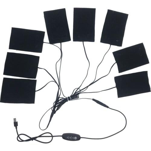 8 in 1 Clothes Heating Pad with USB Charging 5V Carbon Fiber Heating Pad Electric Heating Sheet for Clothes Vests Underwear