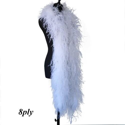 Natural Ostrich White Feathers Boa Wedding Party Dresses Decoration Fluffy Soft for Crafts Plumes Shawl Scarf 2/4/6/8/10ply