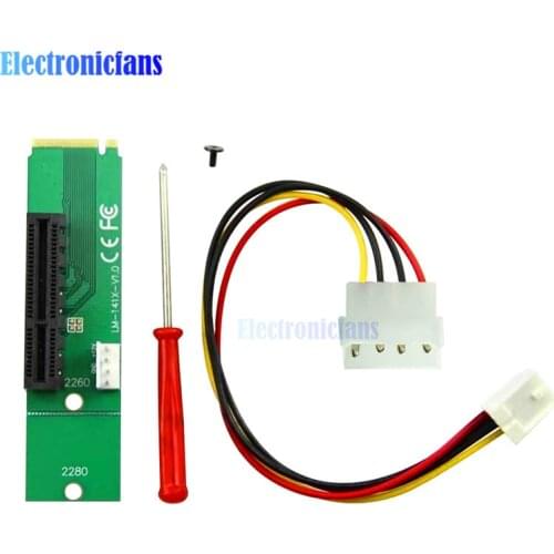 PCI Express PCI-E 4X Female to NGFF M.2 M Key Male Adapter Converter Card With Power Cable Micro SATA M.2 Socket