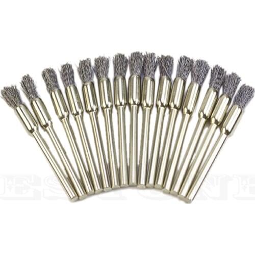 15x Steel Pencil Wire Wheel Cup Brushes Accessories for Polished Rotary Tool Kit 896B