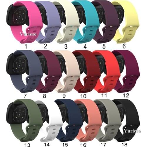Solid Color Silicone Wrist Strap Replacement Watch Band for Fitbit Versa 3 Fitbit Sense Smart Watch Adjustable Solo Loop Strap