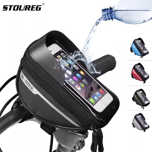 Waterproof Front Tube Bicycle Bag,Mountain Road Multifunction Bike Bag Accessories, 6.5in Touch Screen Bicycle Cycling Phone Bag
