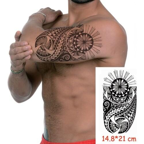 Waterproof Temporary Tattoo Sticker black totem light flower tatoo water transfer fake tatoo flash tatto Woman Man kid
