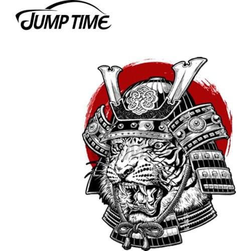 Jump Time 13 x 13cm For Samurai Tiger Occlusion Scratch Car Stickers Personality Vinyl Bumper Window Decoration Decal