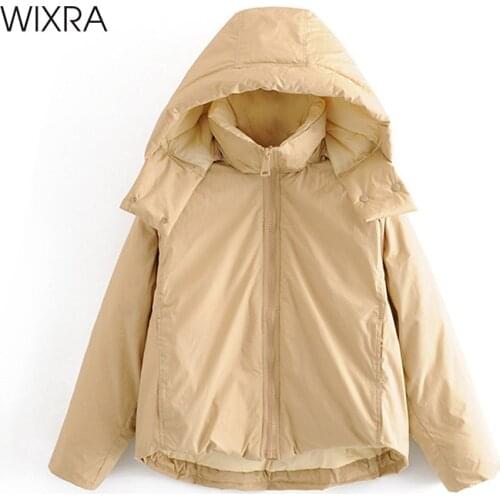 Wixra Womens Winter Coat and Jacket Hooded Loose Pockets Zipper Casual Stand Collar Warm Classic Elegant Parkas