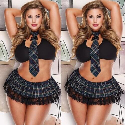5XL Plus Size Porno Women Uniform Costumes Sexy Lingerie Scotland Student School Girl Cosplay Lingerie Sexy Erotic Sex Dress